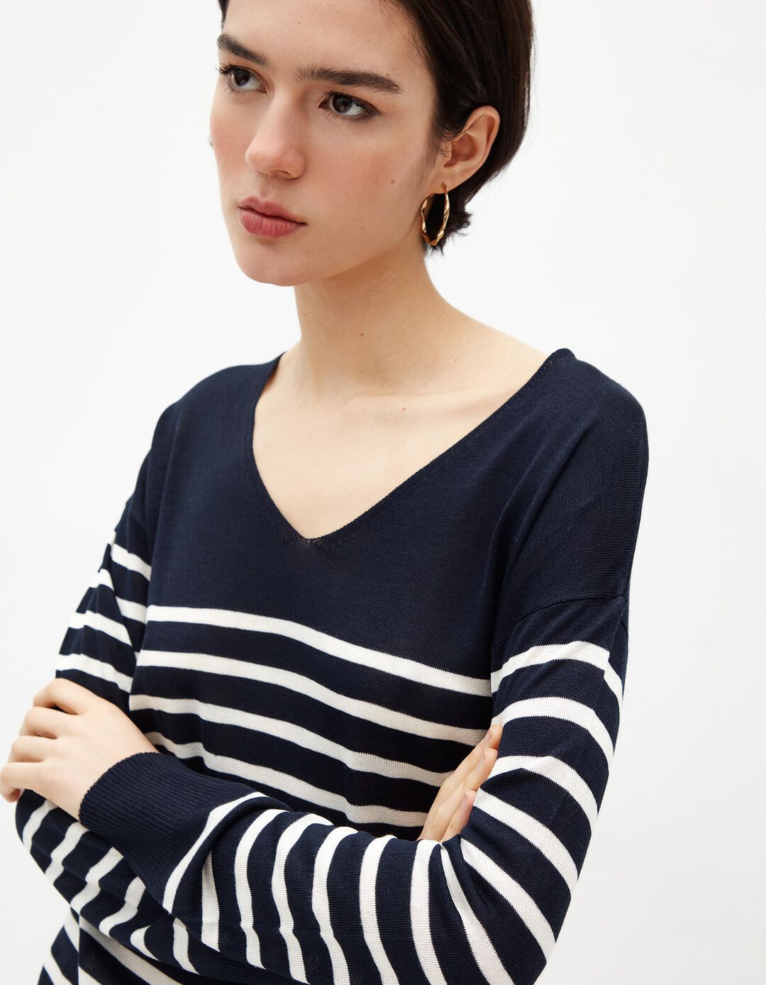 Camisola Malha Fina, Mulher, Azul Escuro