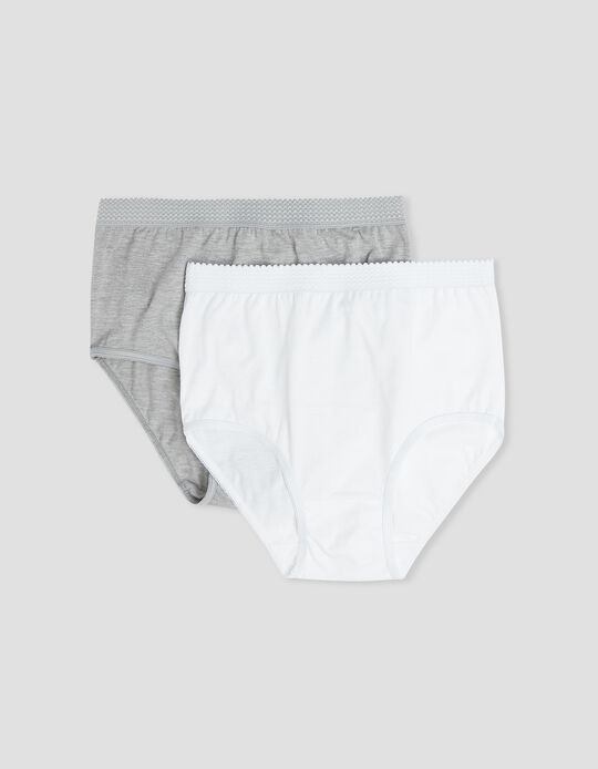 Comprar Online Pack 2 Cuecas Cintura Alta, Mulher, Branco/Preto