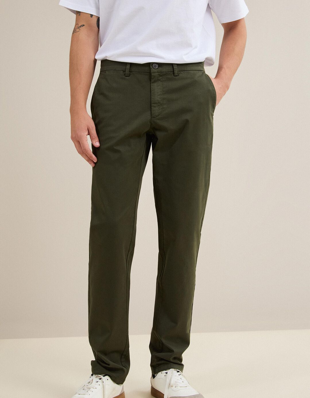 Cal&ccedil;as Chino Slim, Homem, Verde Escuro
