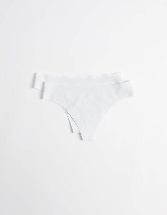 Comprar Online Pack 2 Cuecas Tanga Corte Laser, Mulher, Branco