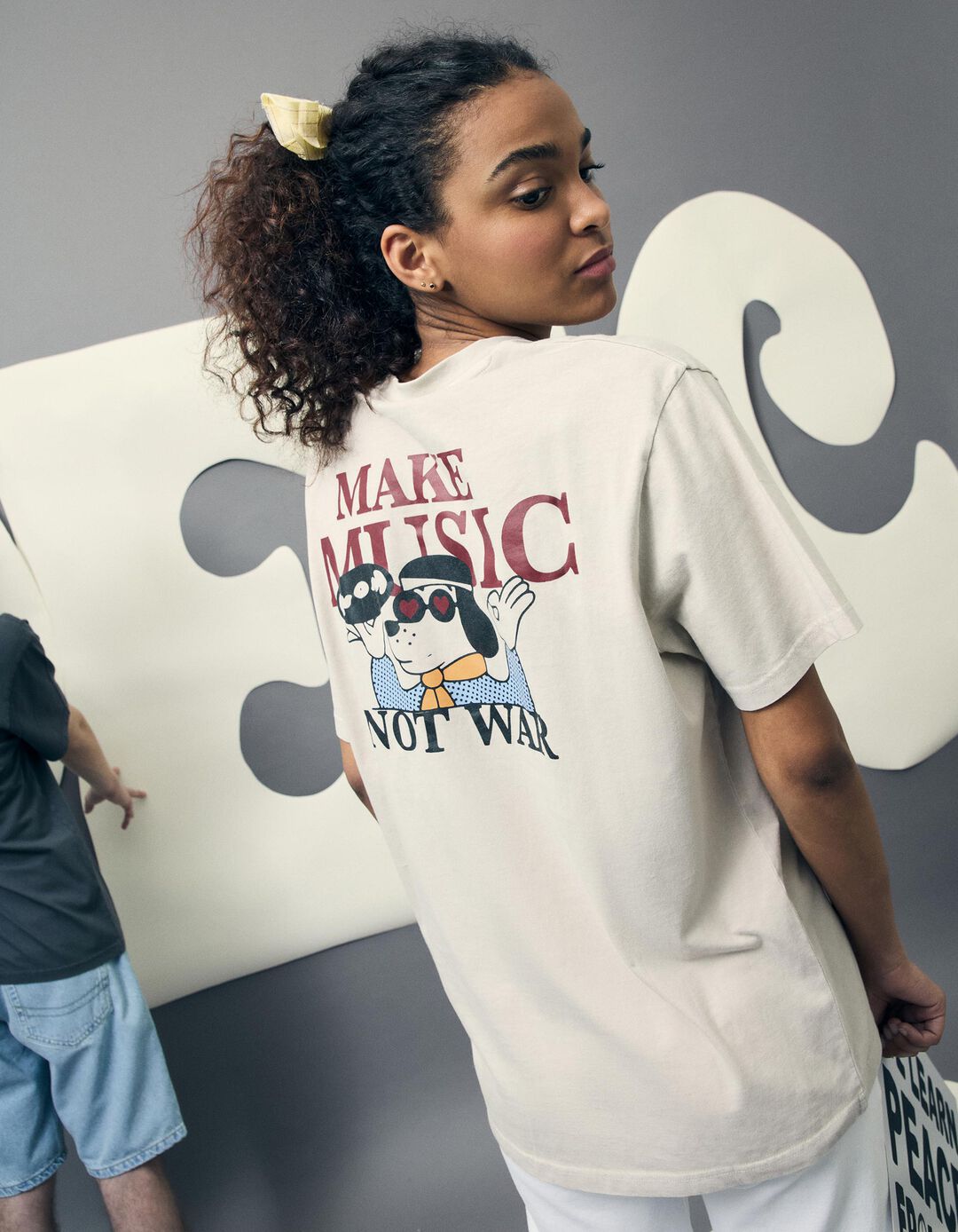 T-shirt 'Peace Language', Adulto, Bege
