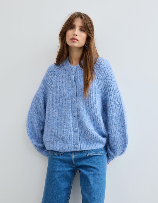 Comprar Online Casaco de Malha, Mulher, Azul Claro