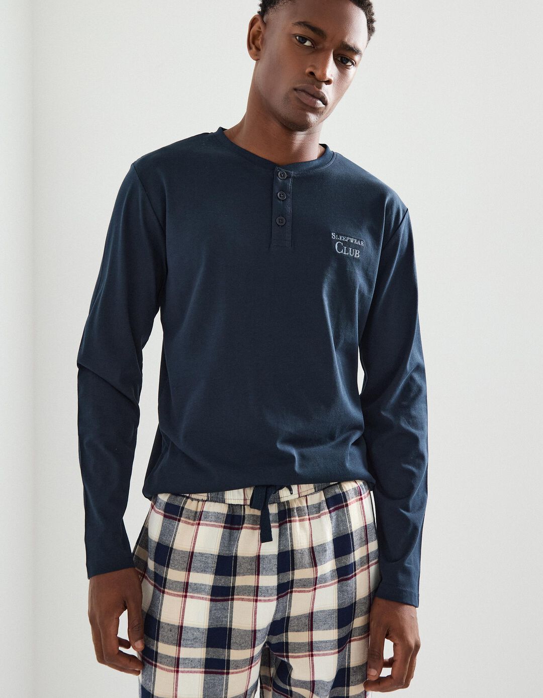 Pijama Xadrez, Homem, Azul Escuro