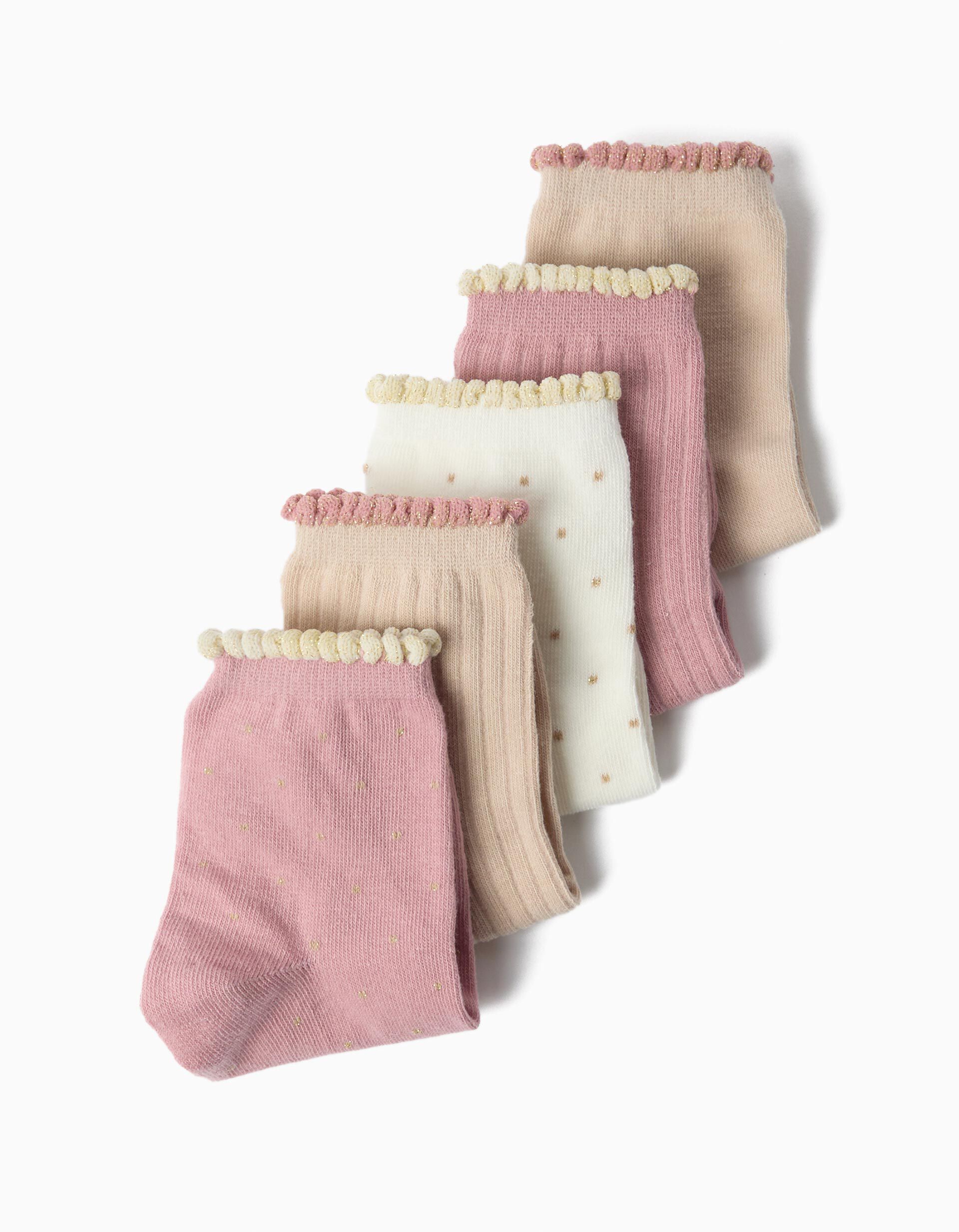 Comprar Online Pack 5 Pares De Meias, Menina, Rosa Claro