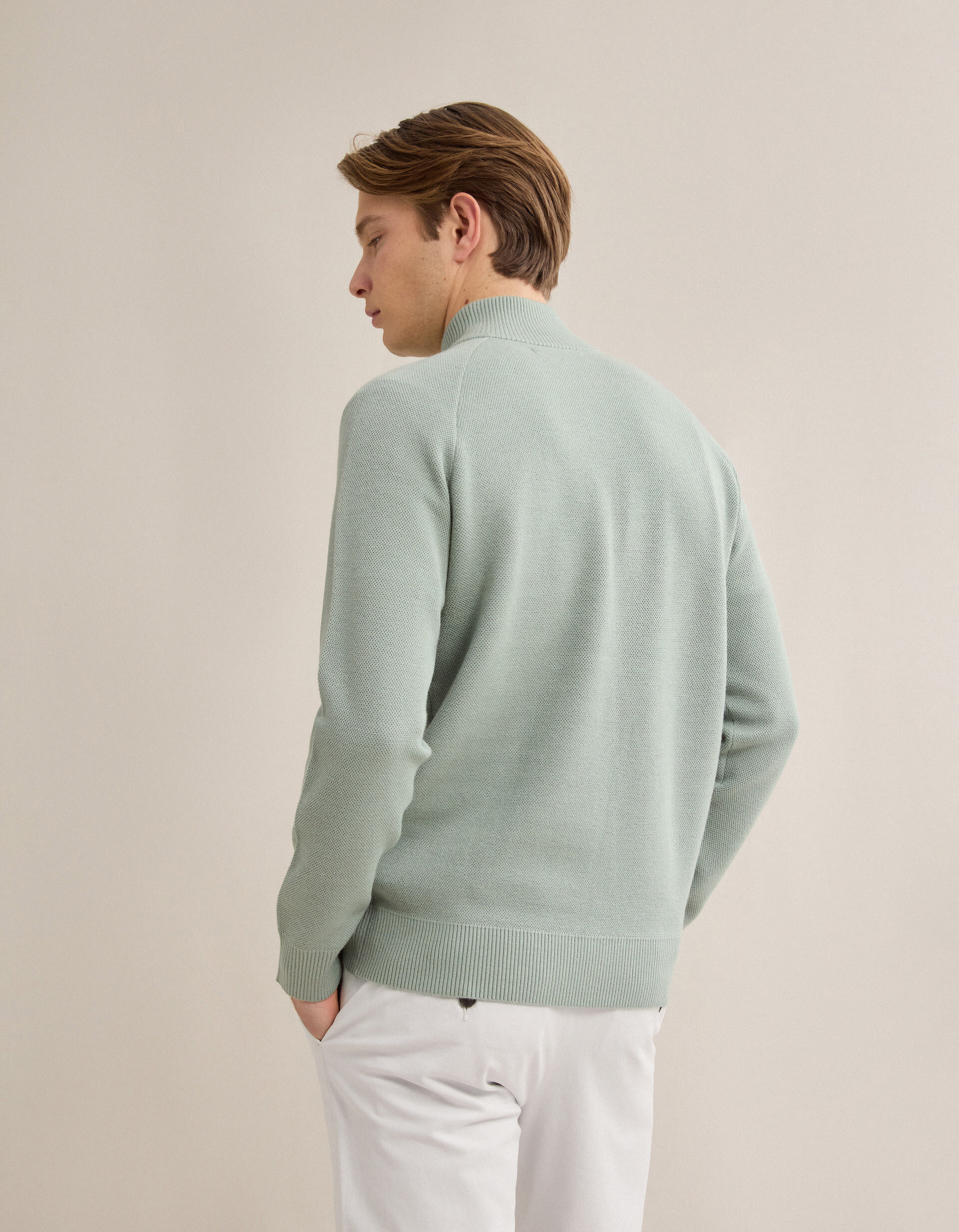 Comprar Online Camisola de Malha Waffle, Homem, Verde Claro