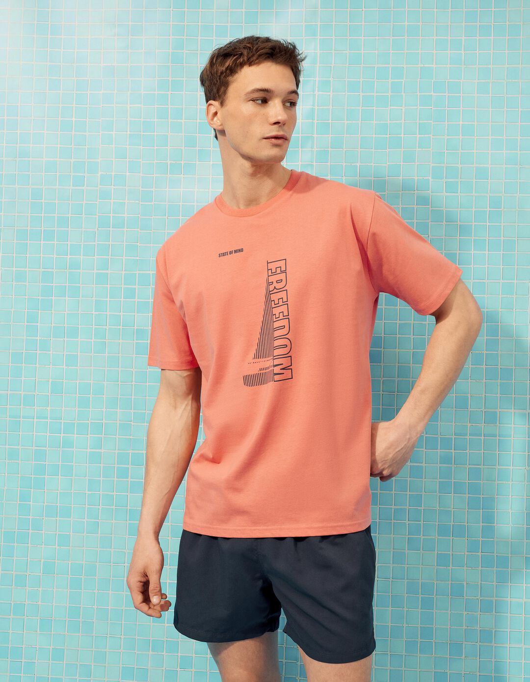 T-shirt Estampada, Homem, Laranja
