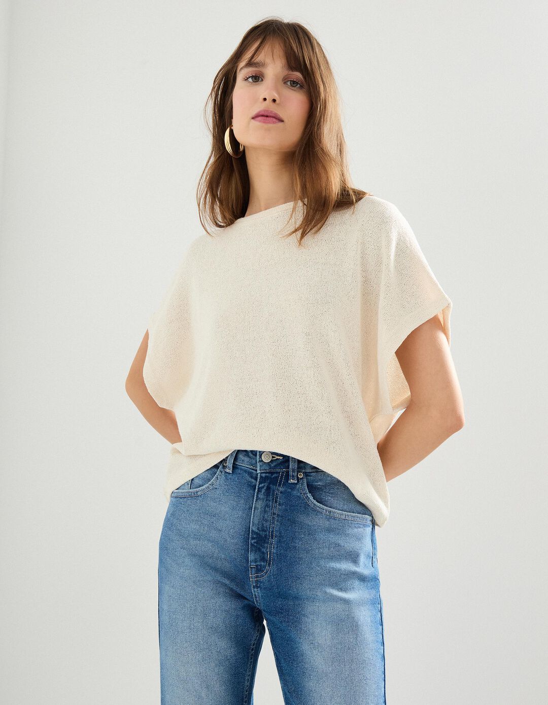 T-shirt, Mulher, Bege