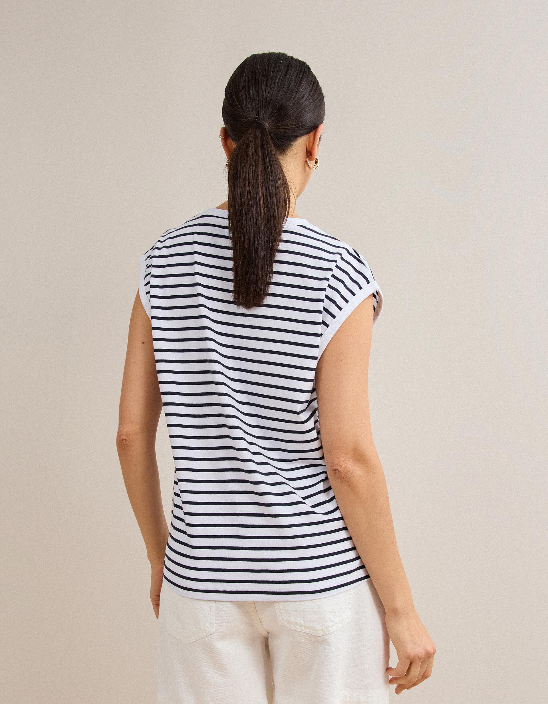 Comprar Online T-shirt &Agrave;s Riscas, Mulher, Branco
