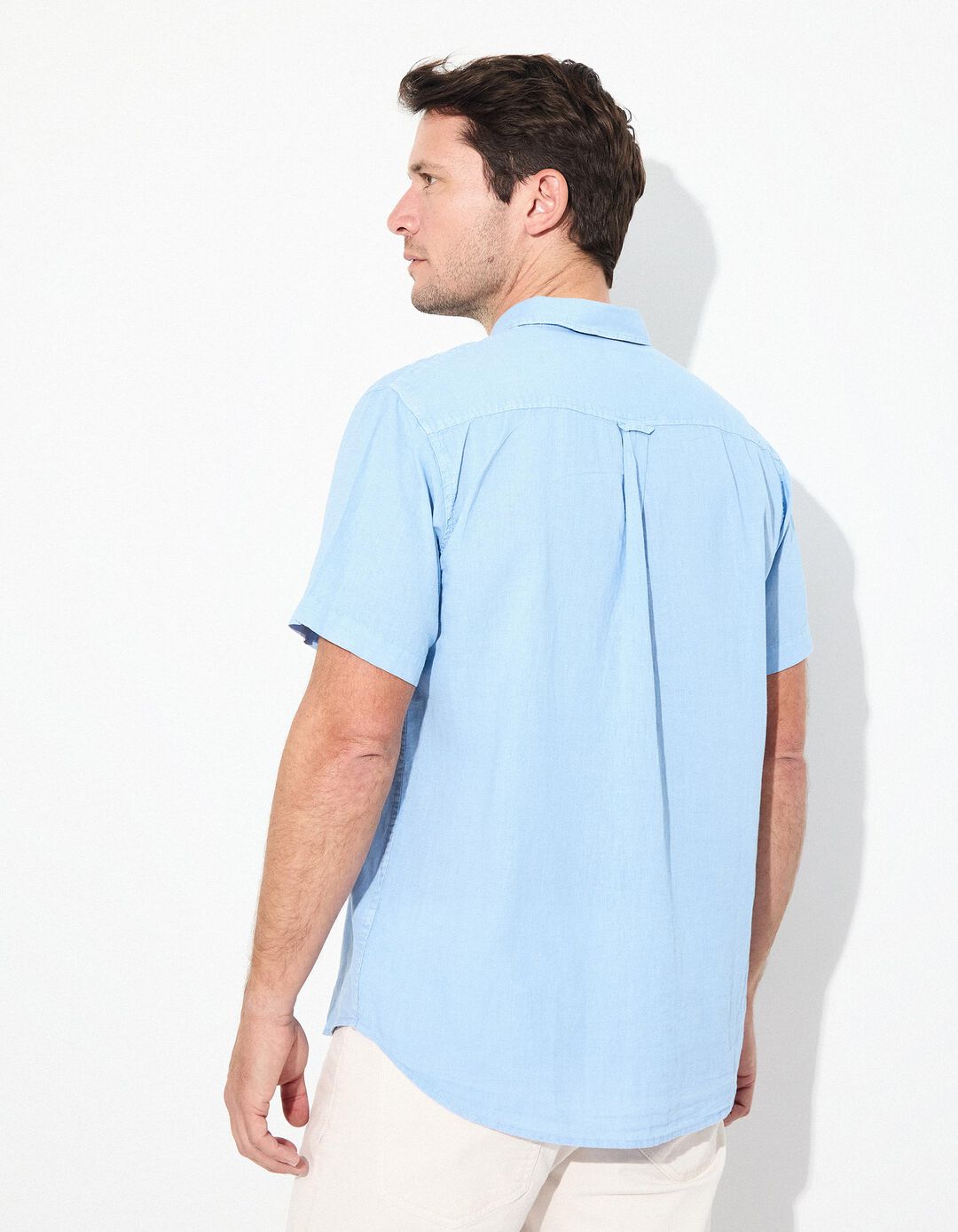 Camisa com Linho, Homem, Azul Claro