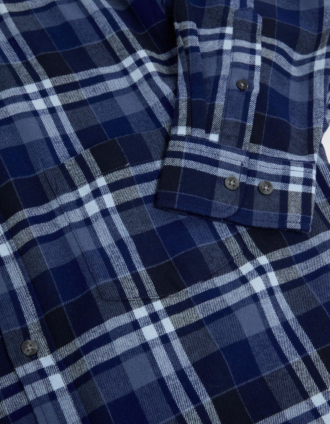 Camisa de Manga Comprida Xadrez Flanela, Homem, Azul Escuro