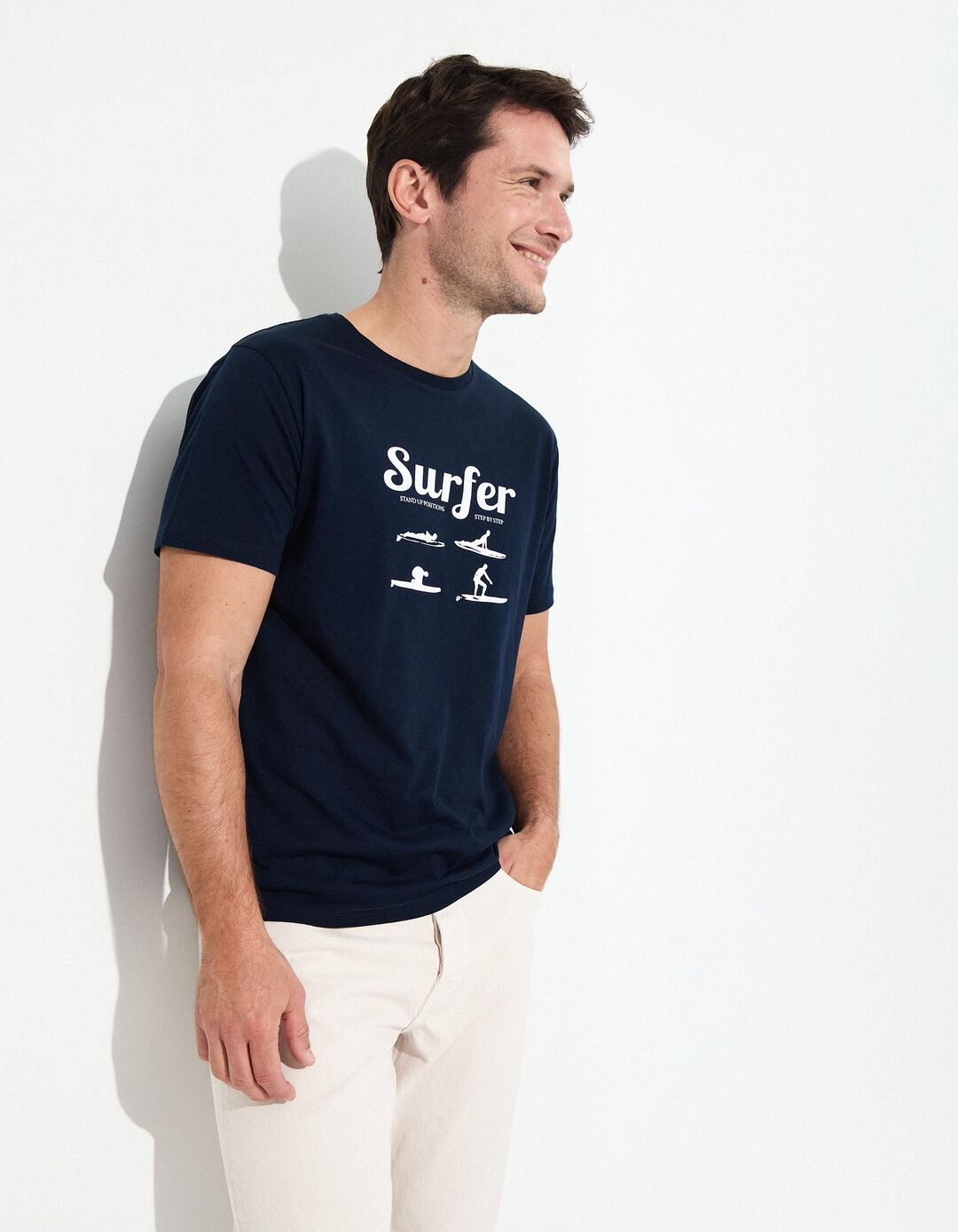 T-shirt Jersey Estampado, Homem, Azul Escuro