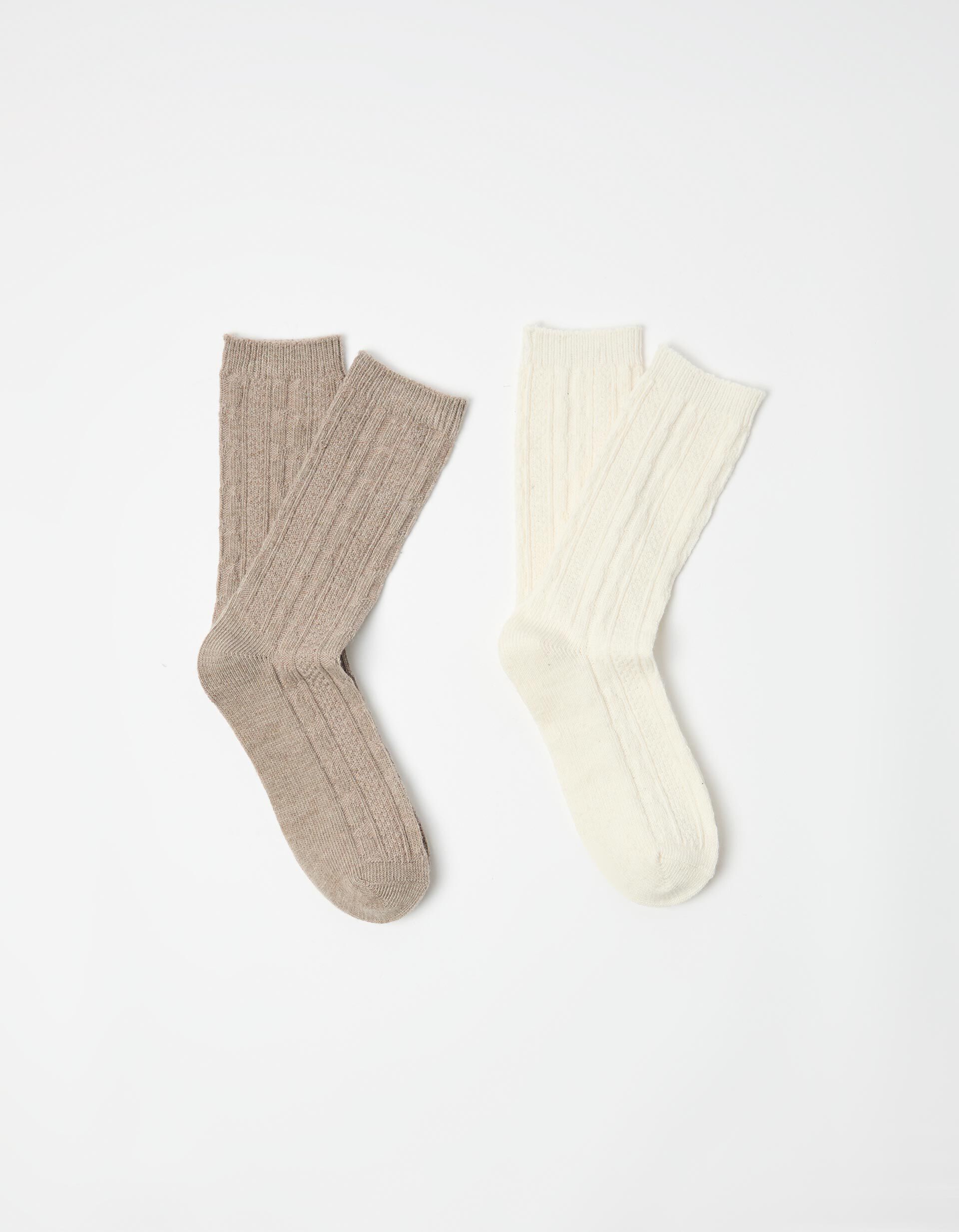 Comprar Online Pack 2 Pares de Meias com L&atilde;, Mulher, Castanho