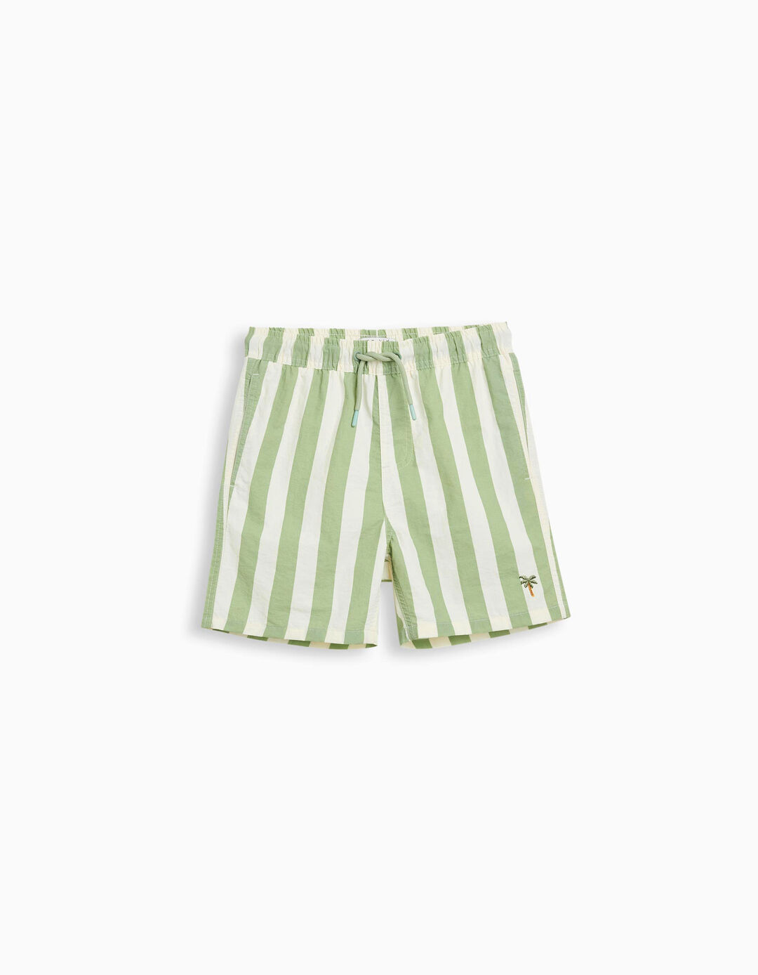 Calções de Banho com Riscas, Menino, Verde Claro 