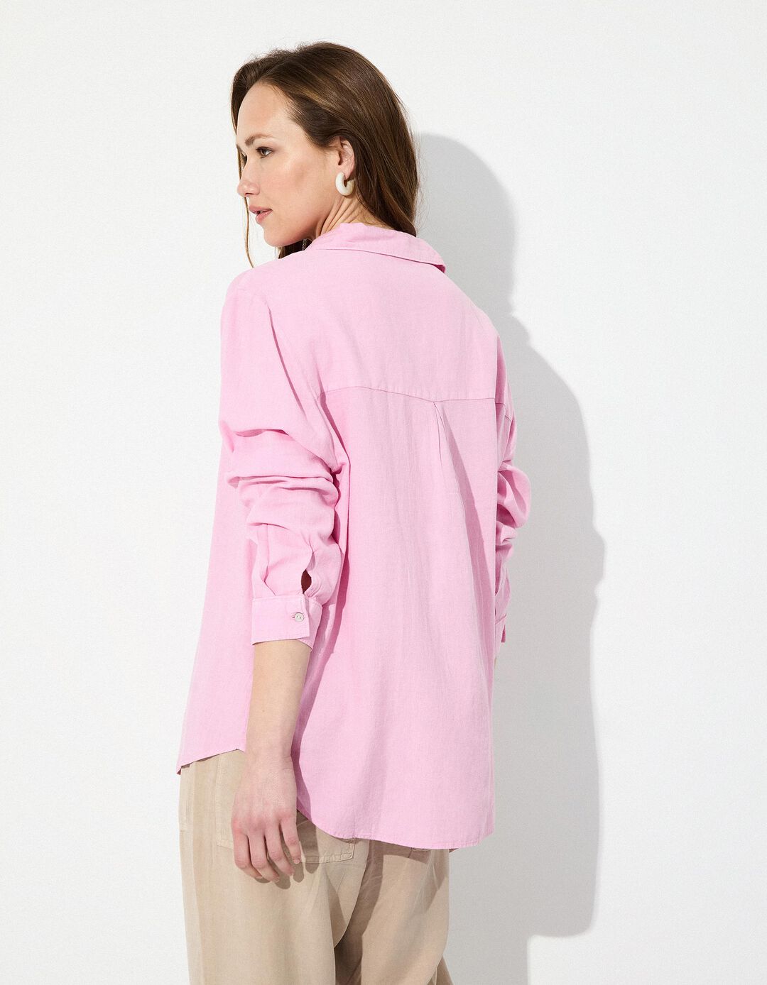 Camisa com Linho, Mulher, Rosa