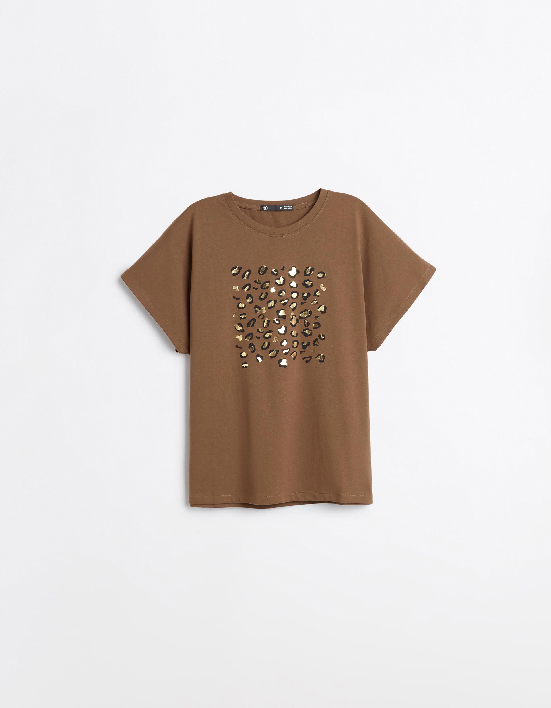 Comprar Online T-shirt Com Estampado Foil, Mulher, Castanho Escuro