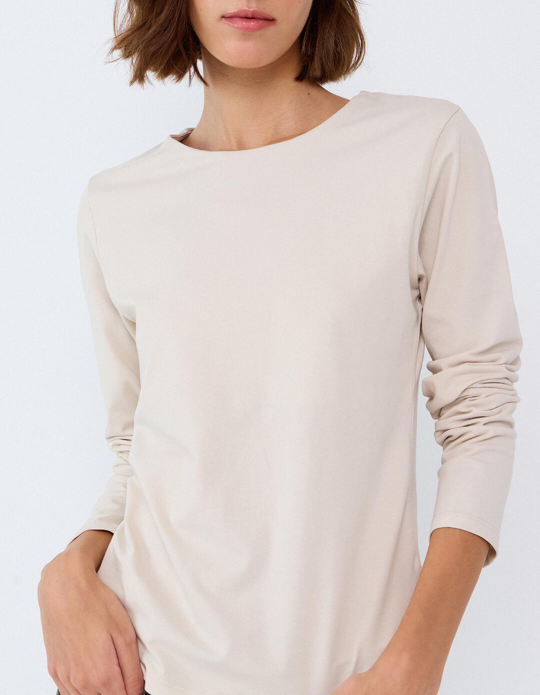 Camisola De Manga Comprida, Mulher, Bege Claro