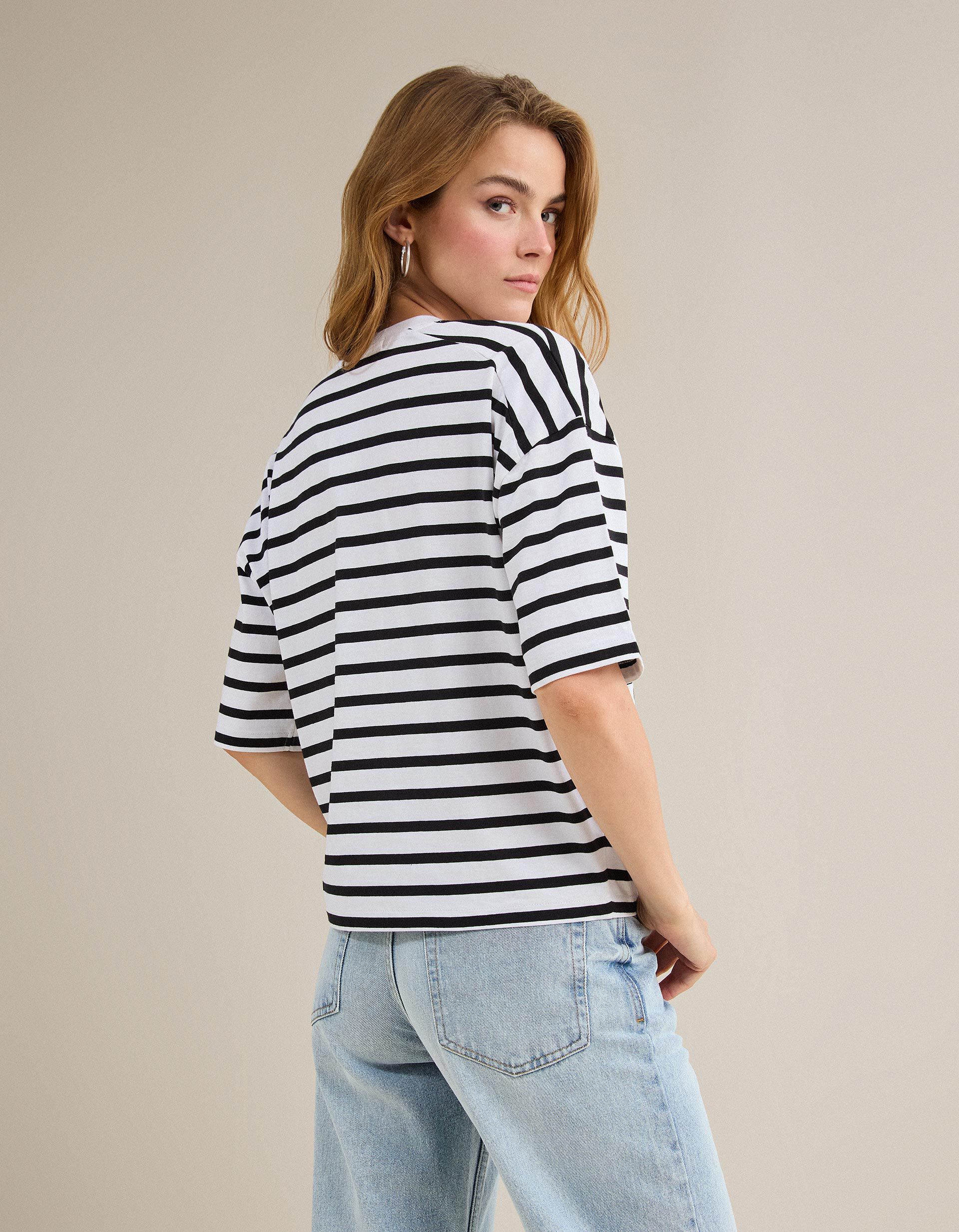 Comprar Online T-shirt Riscas, Mulher, Preto
