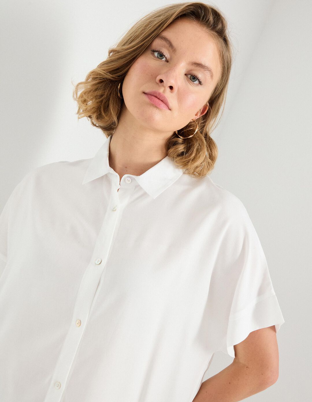 Camisa Viscose, Mulher, Bege Claro