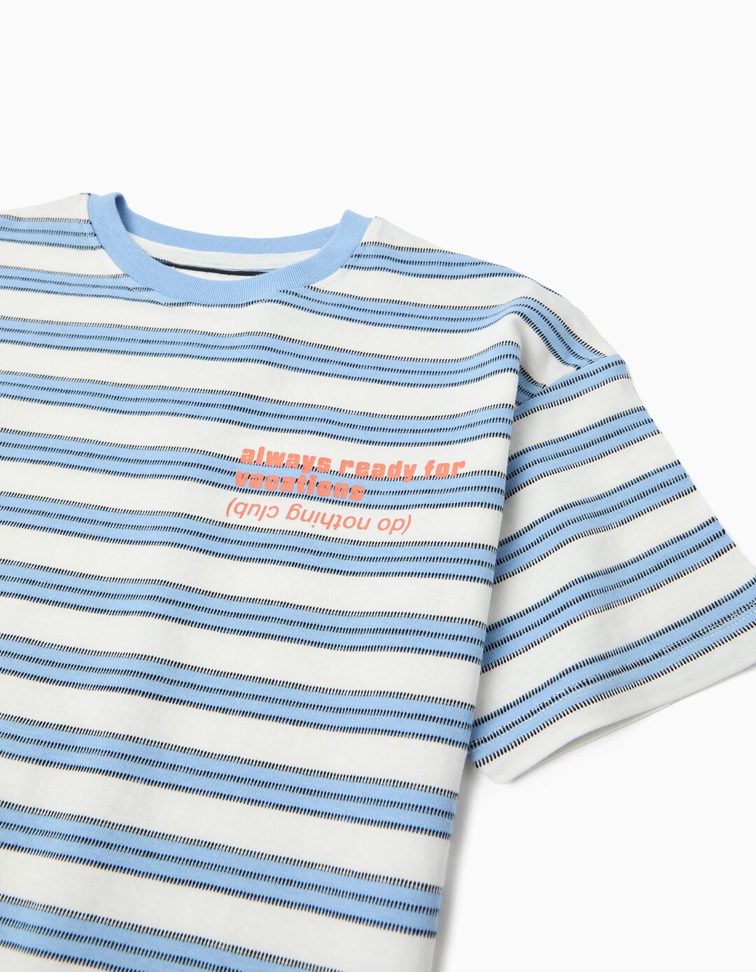 T-shirt &agrave;s Riscas, Menino, Azul