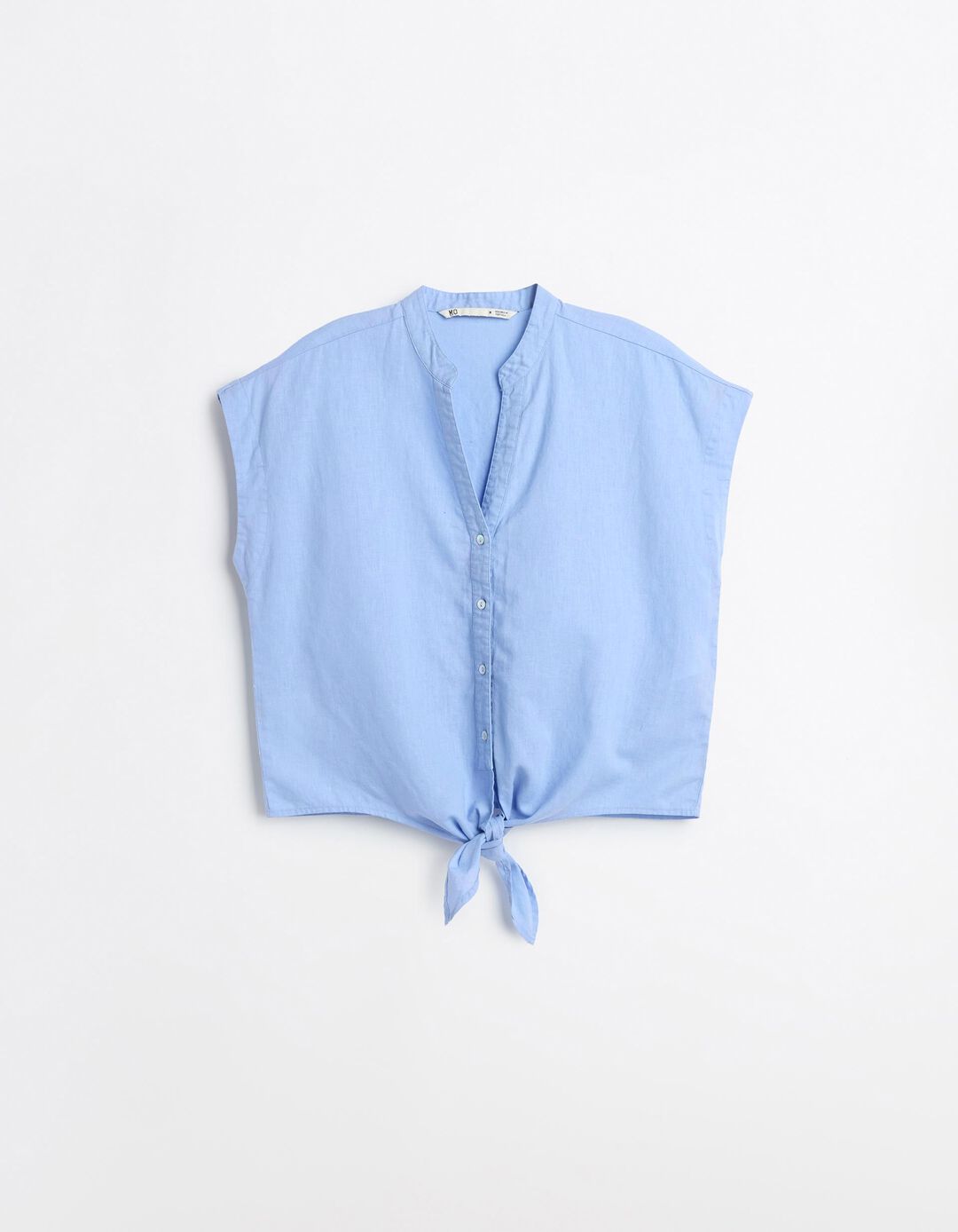 Blusa Com Linho, Mulher, Azul