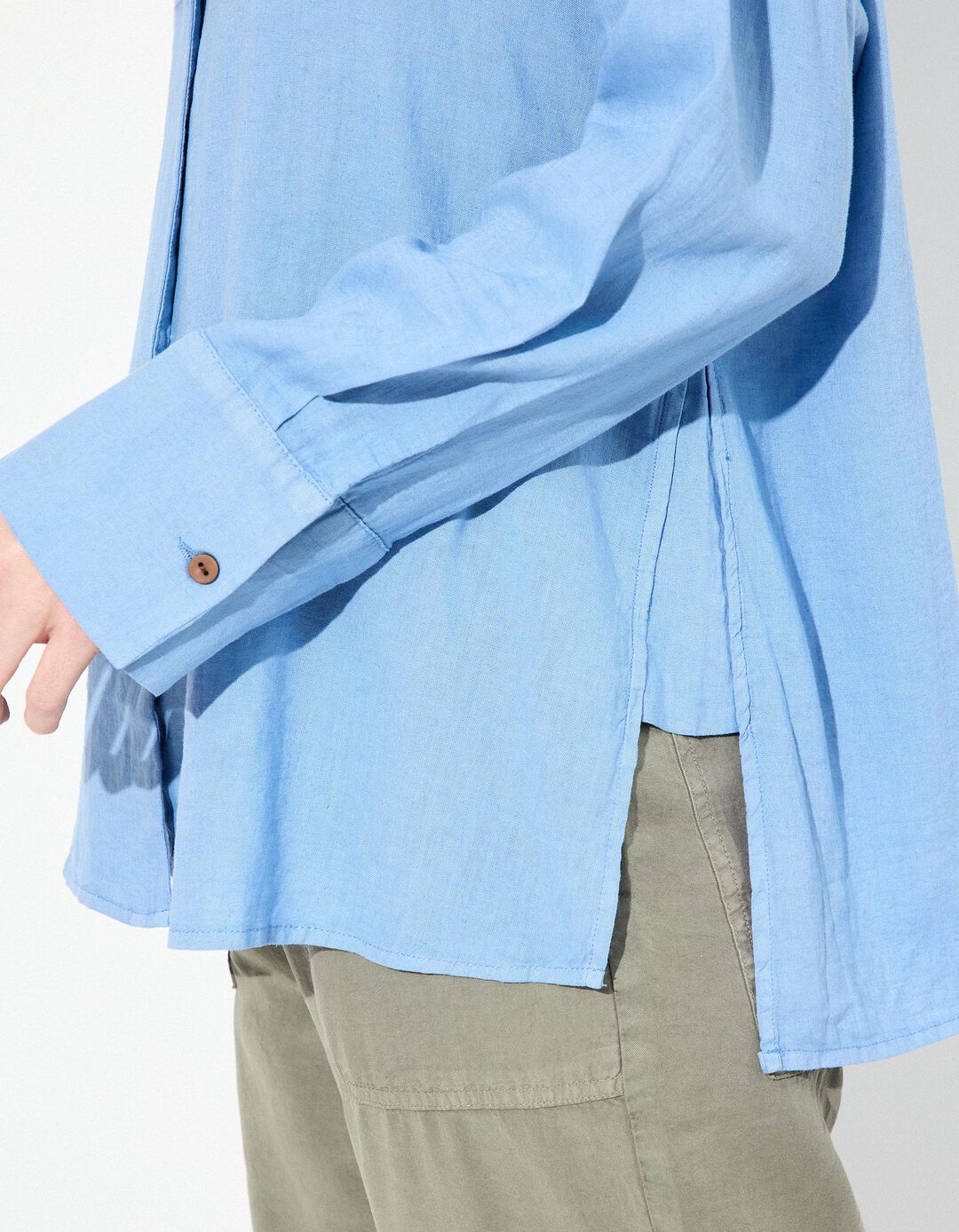 Blusa com Linho, Mulher, Azul