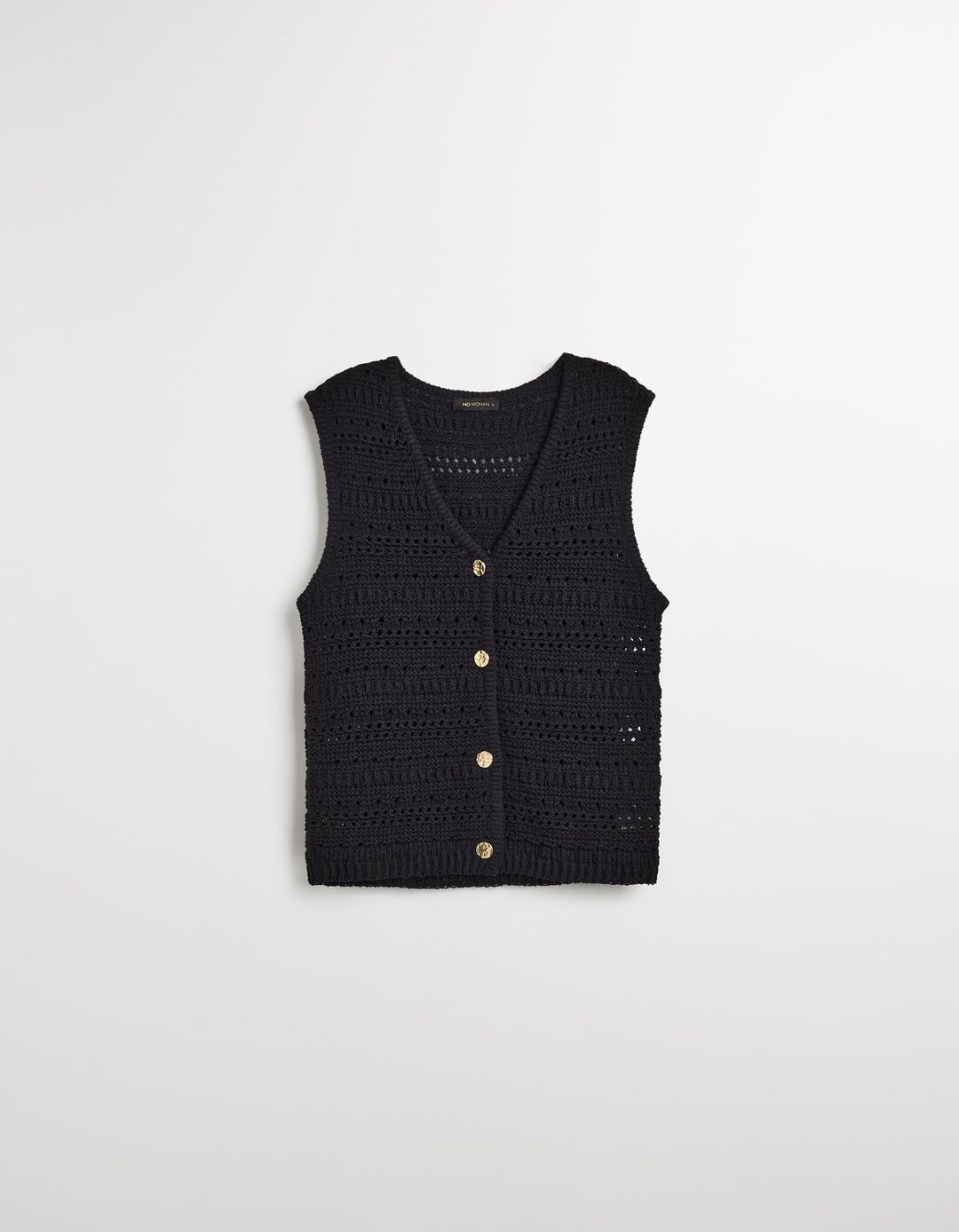 Colete de Crochet, Mulher, Preto