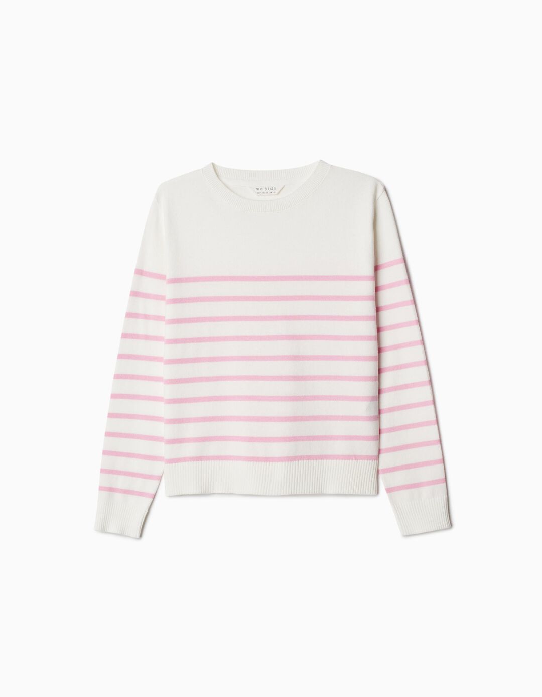 Camisola de Malha Riscas, Menina, Branco