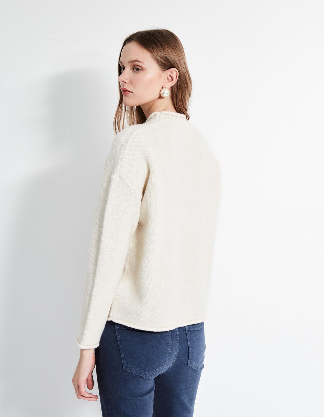 Camisola de Malha, Mulher, Bege Claro