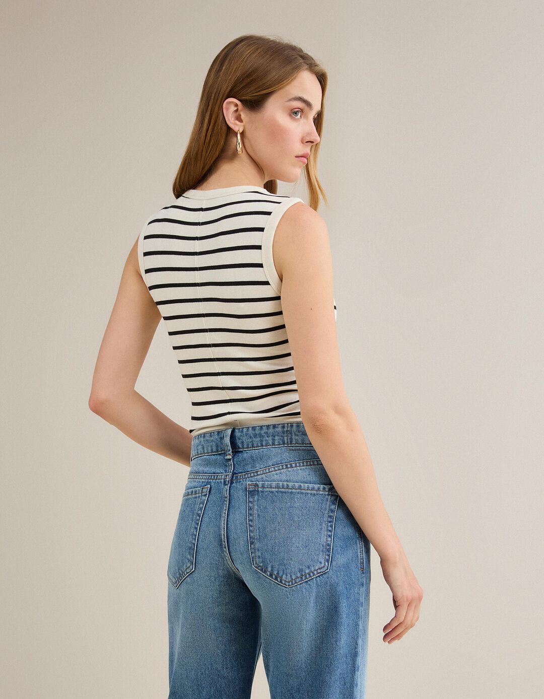 Body Modal &Agrave;s Riscas, Mulher, Bege Claro