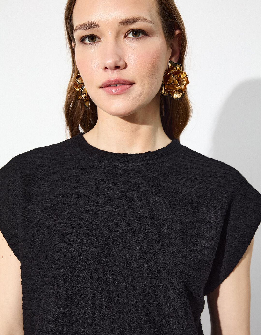 T-shirt sem Mangas, Mulher, Preto