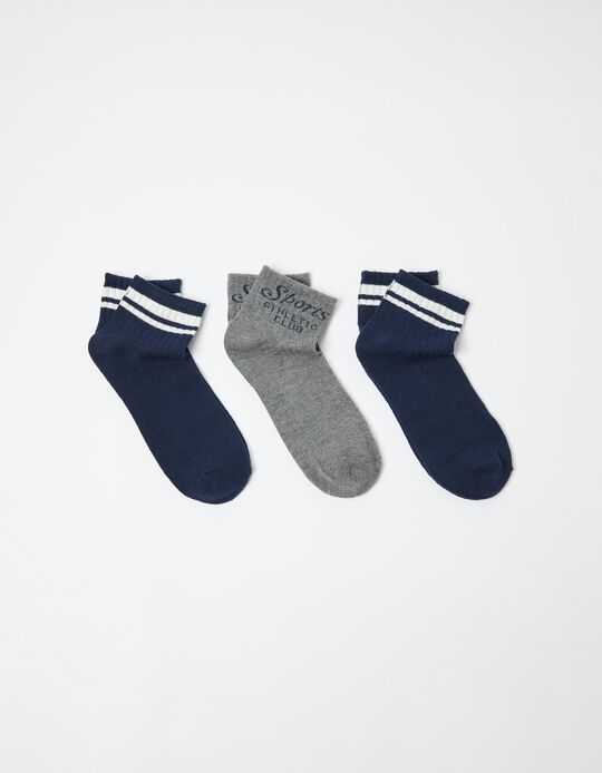 Comprar Online Pack 3 Pares de Meias Tornozelo, Homem, Azul Escuro