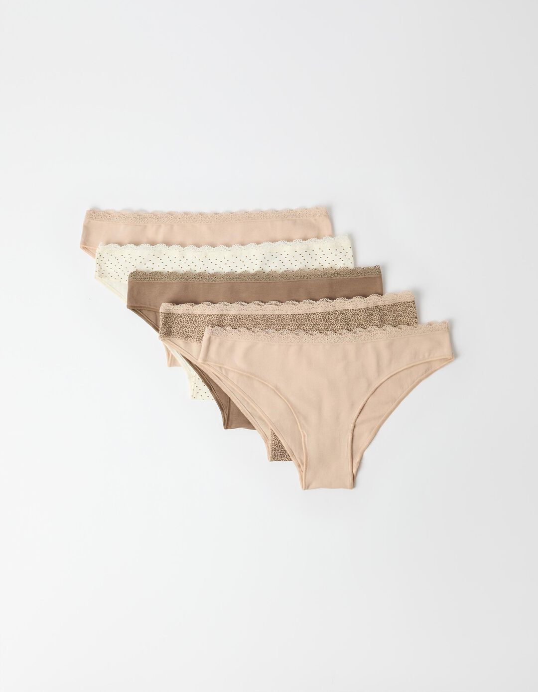 Pack 5 Cuecas Brief, Mulher, Brege