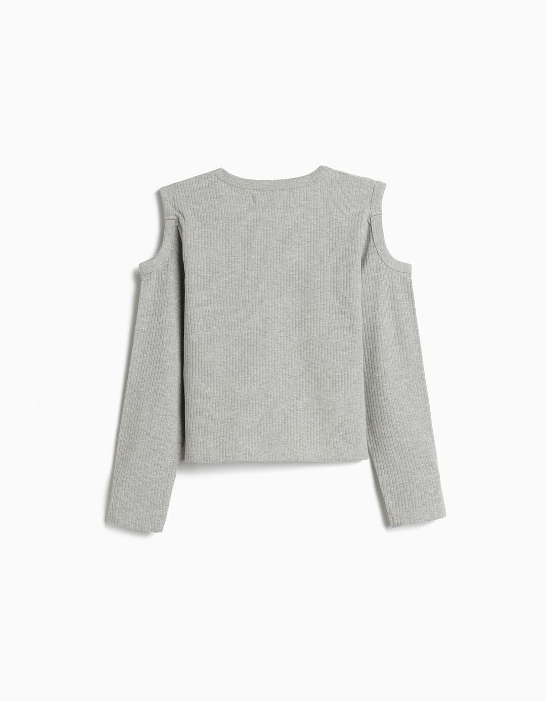 T-shirt Manga Comprida Cut Out, Menina, Cinzento Claro