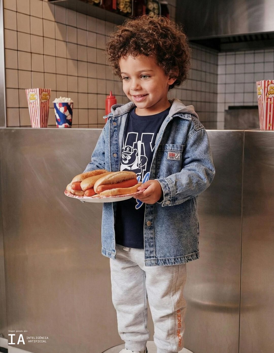 Sobrecamisa de Ganga com Capuz, Menino, Azul Claro