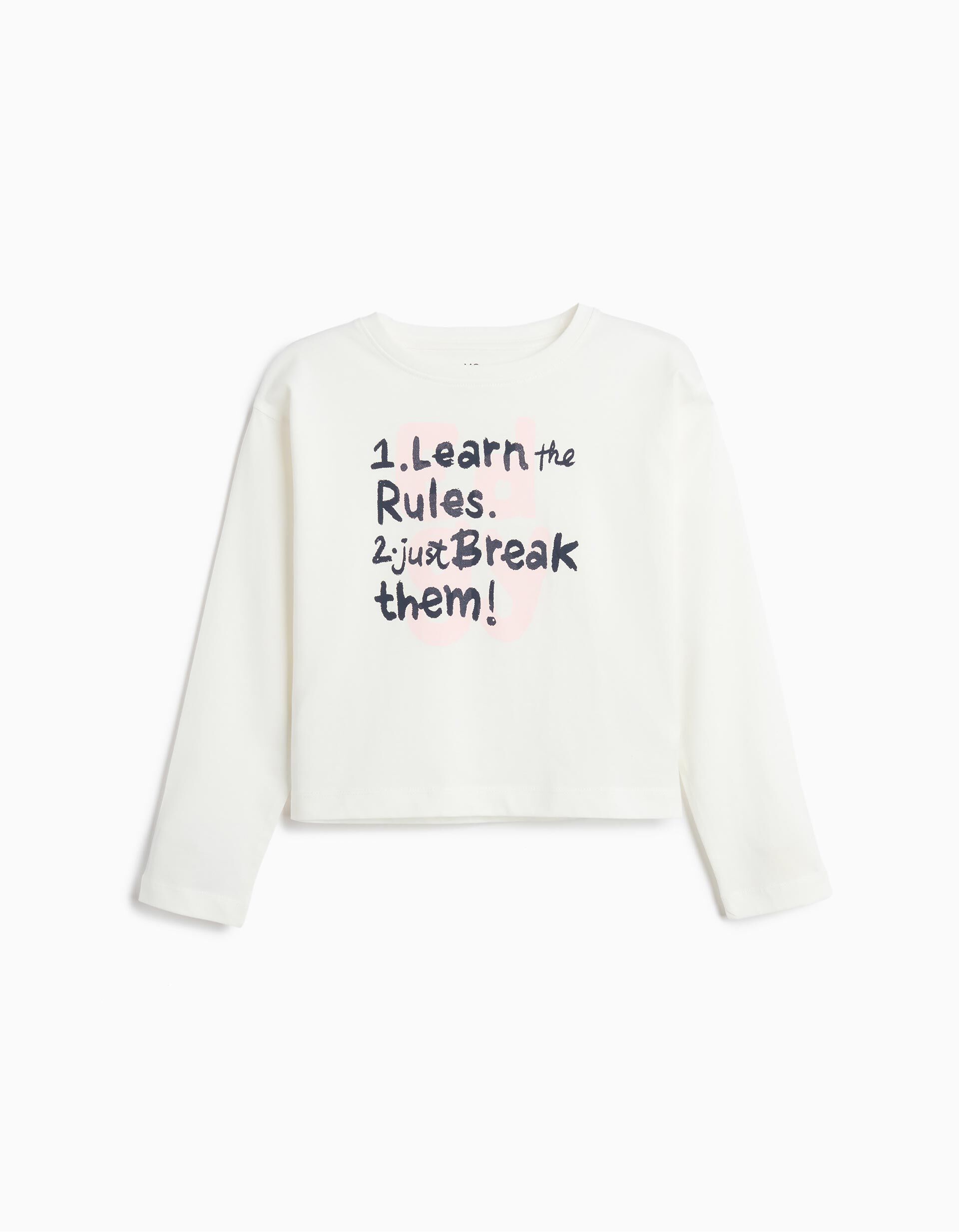 Comprar Online T-shirt Estampada Manga Comprida, Menina, Branco
