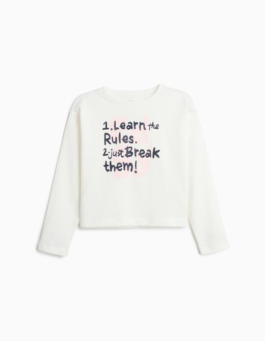 Comprar Online T-shirt Estampada Manga Comprida, Menina, Branco