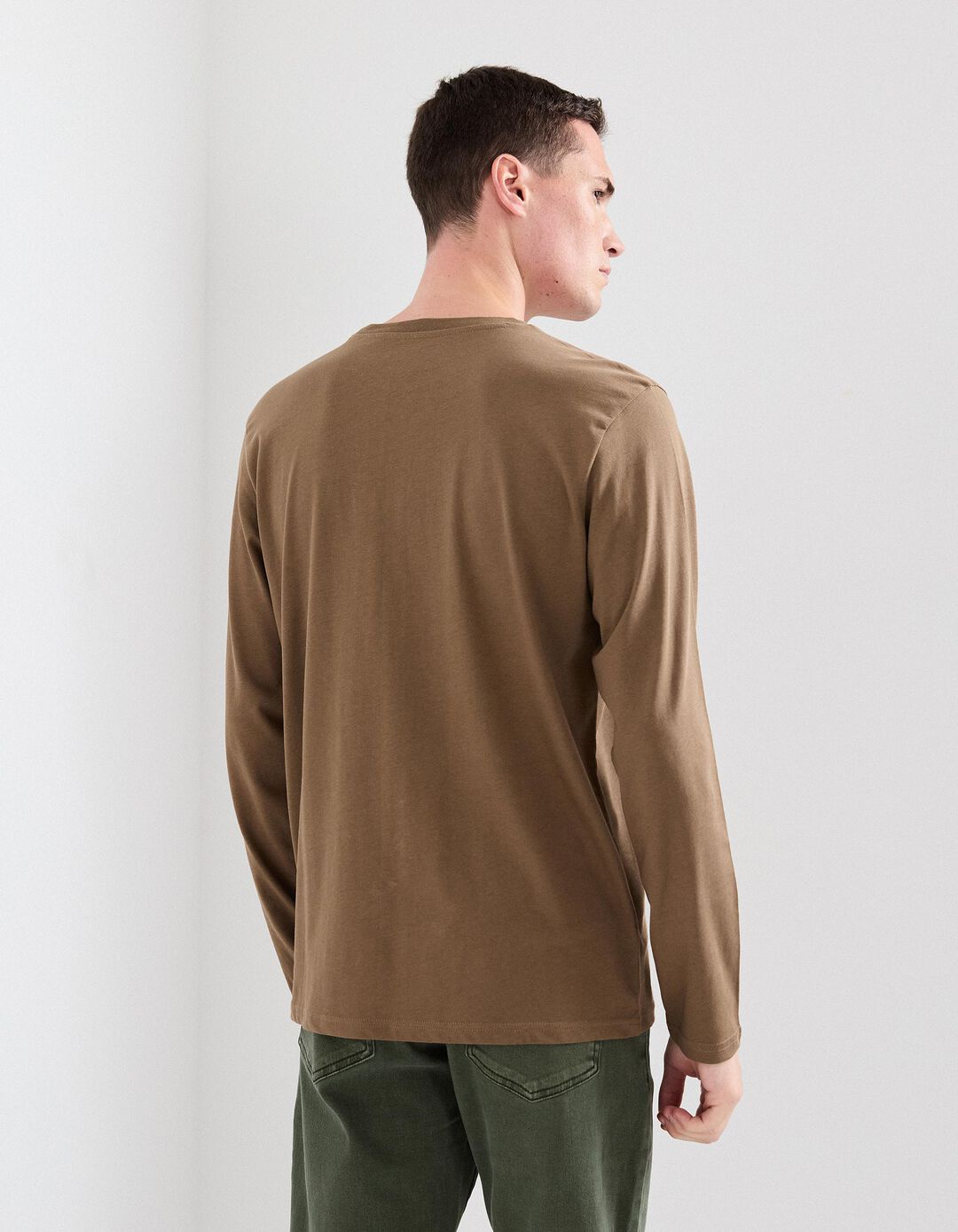 T-shirt de Manga Comprida, Homem, Castanho