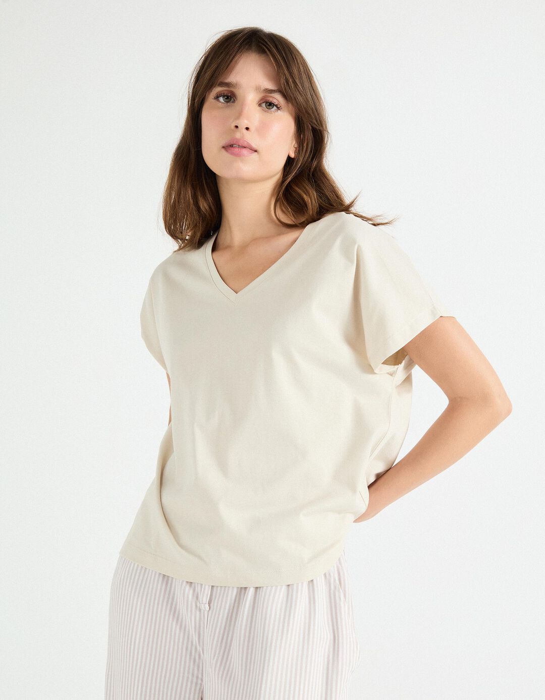 Pijama Jersey, Mulher, Bege Claro 