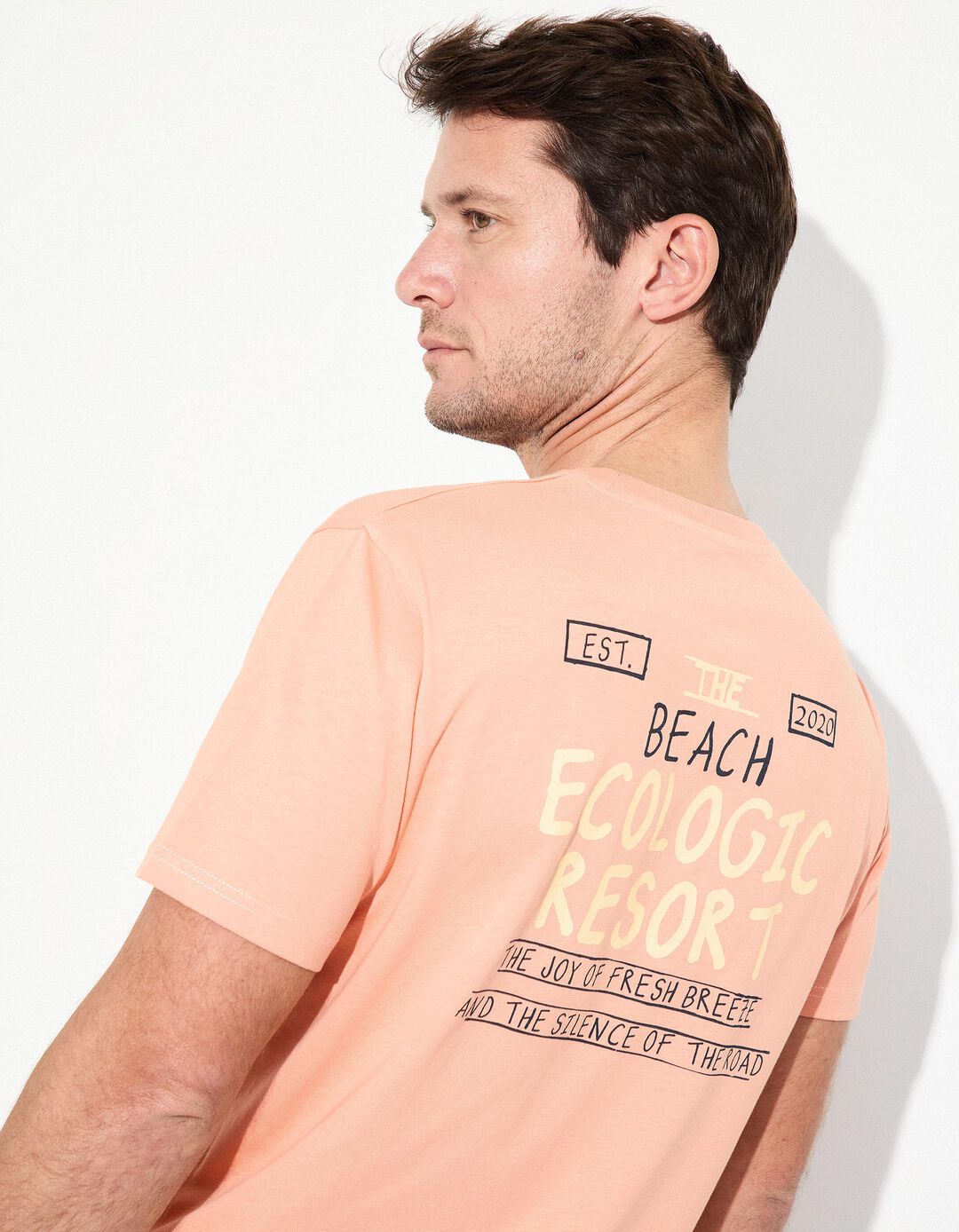 T-shirt Jersey Print, Homem, Laranja Claro 