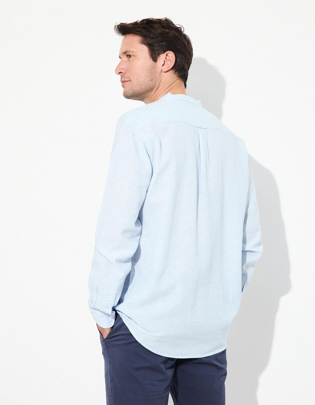 Camisa com Linho, Homem, Azul Claro