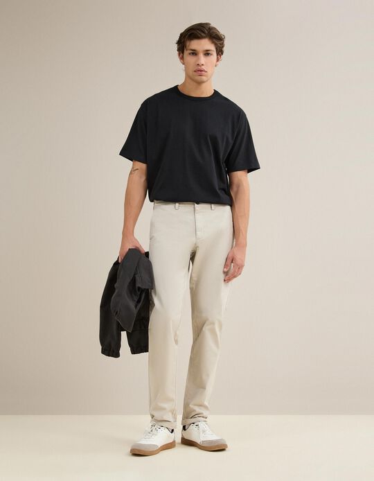 Comprar Online Cal&ccedil;as Chino Slim, Homem, Bege Claro