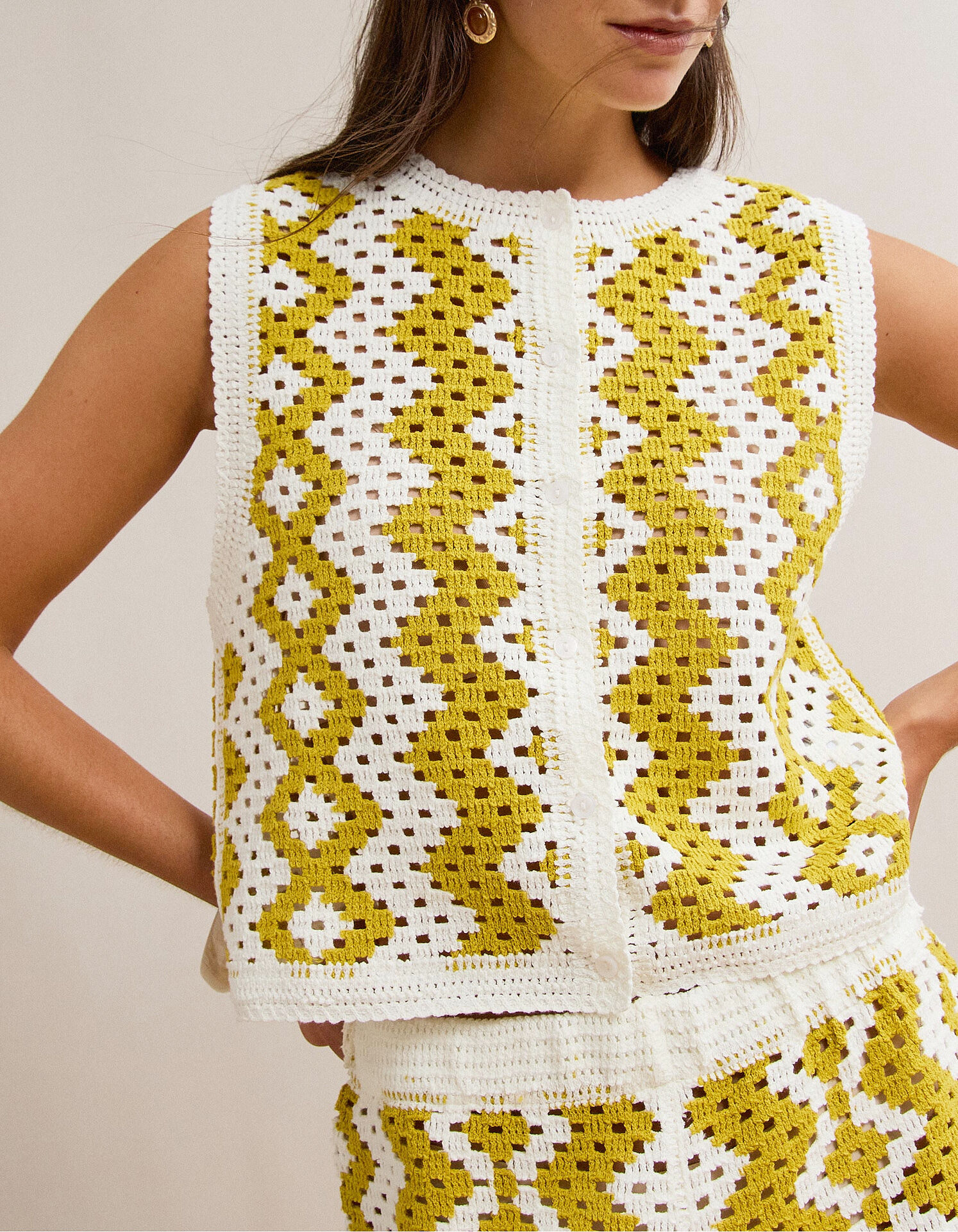 Comprar Online Colete Crochet, Mulher, Amarelo