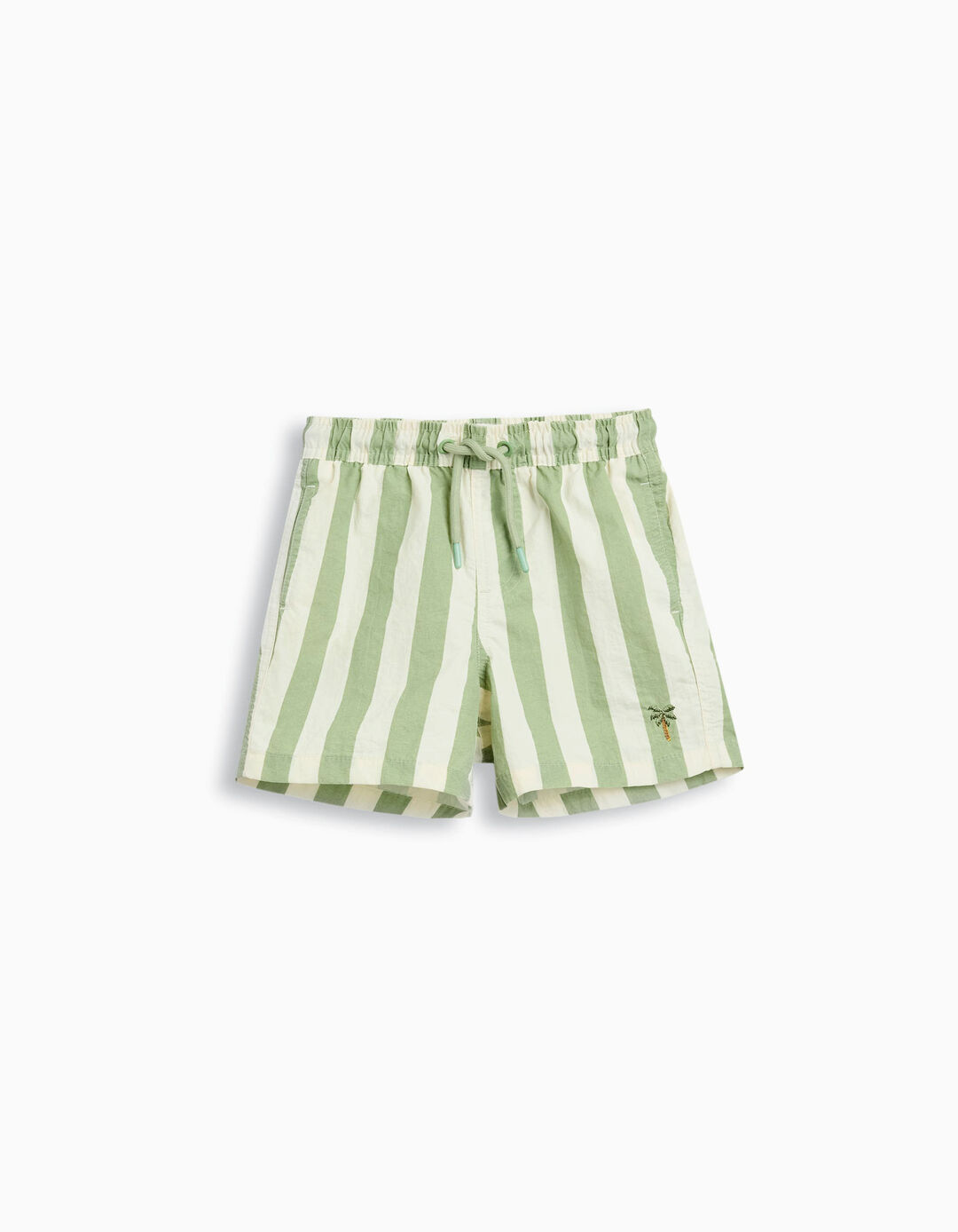 Calções de Banho com Riscas, Menino, Verde Claro 