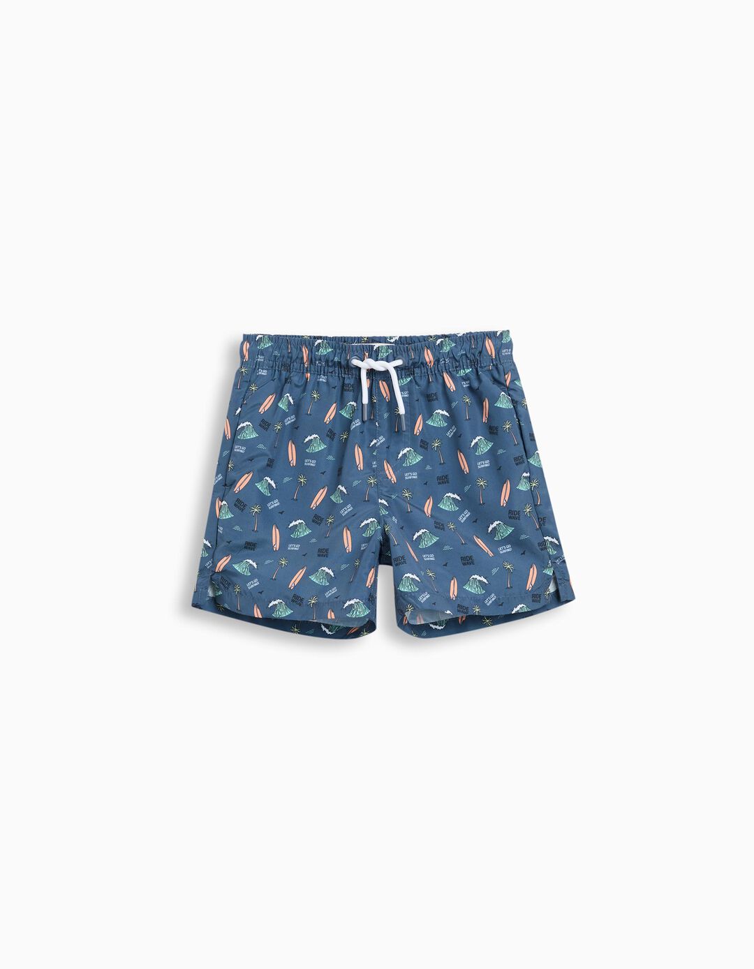 Calções de Banho Estampados, Menino, Azul Escuro 