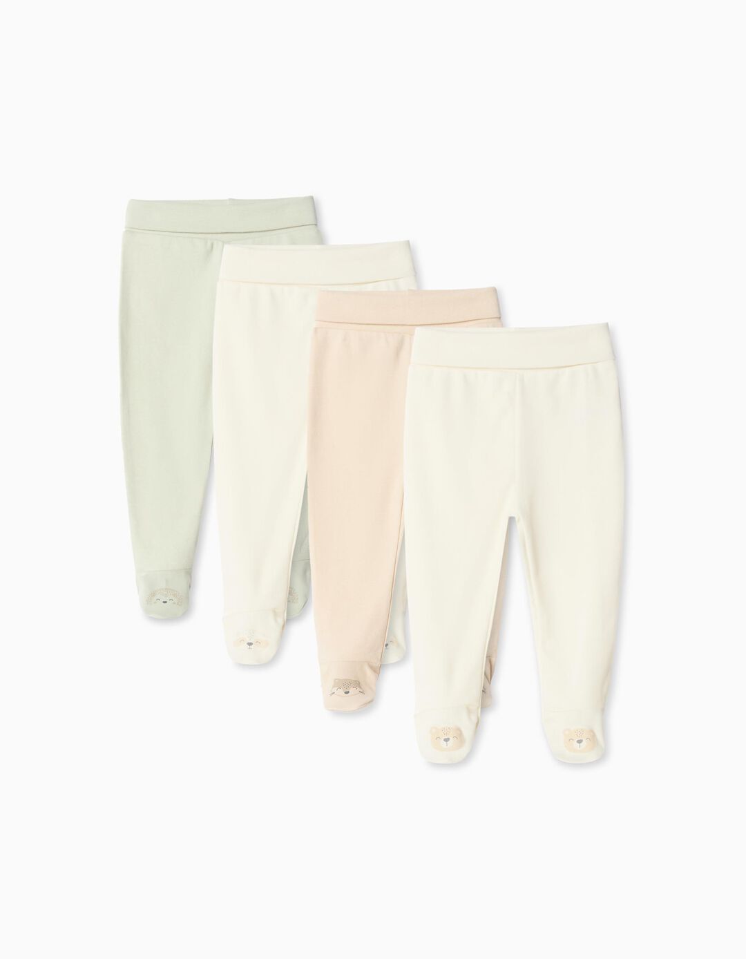 Pack 4 Calças com Pés, Bebé, Multicor