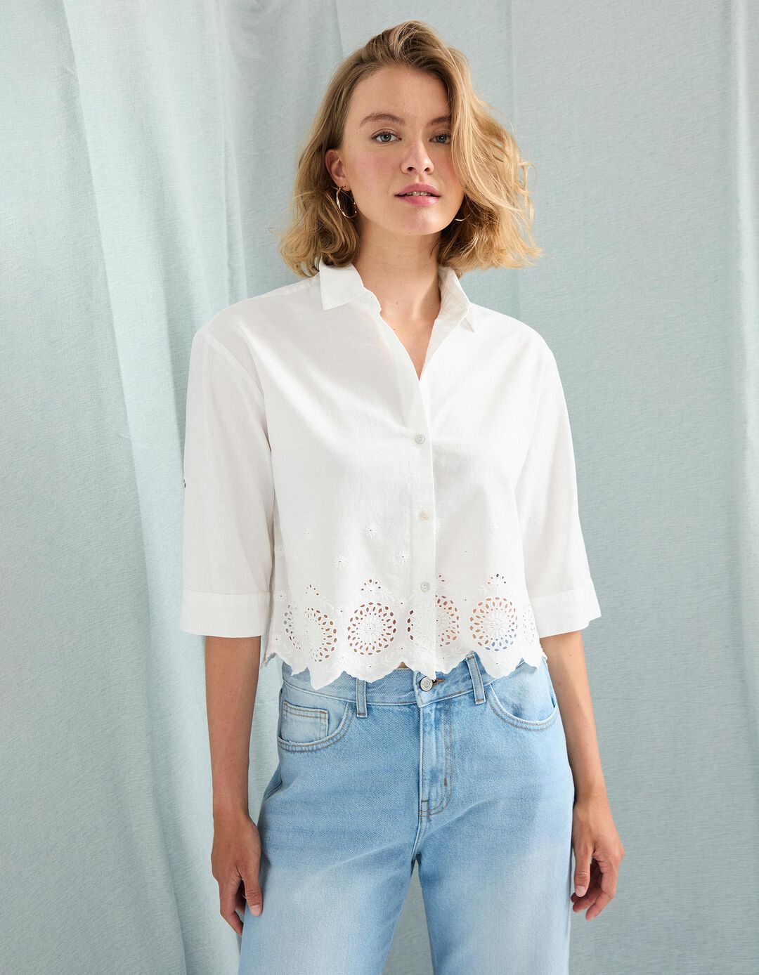 Blusa com Bordado, Mulher, Branco