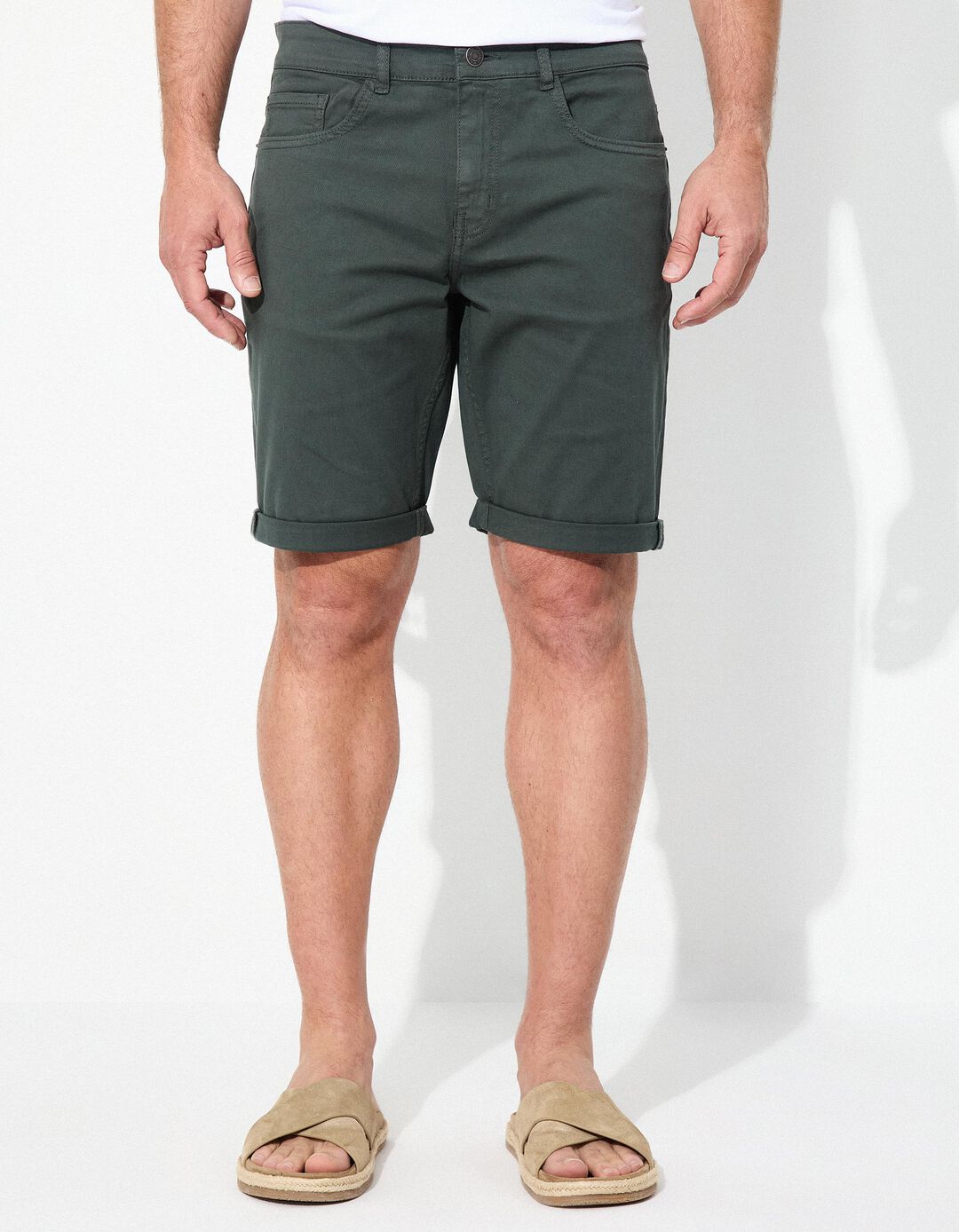 Calções 'Slim fit', Homem, Verde Escuro