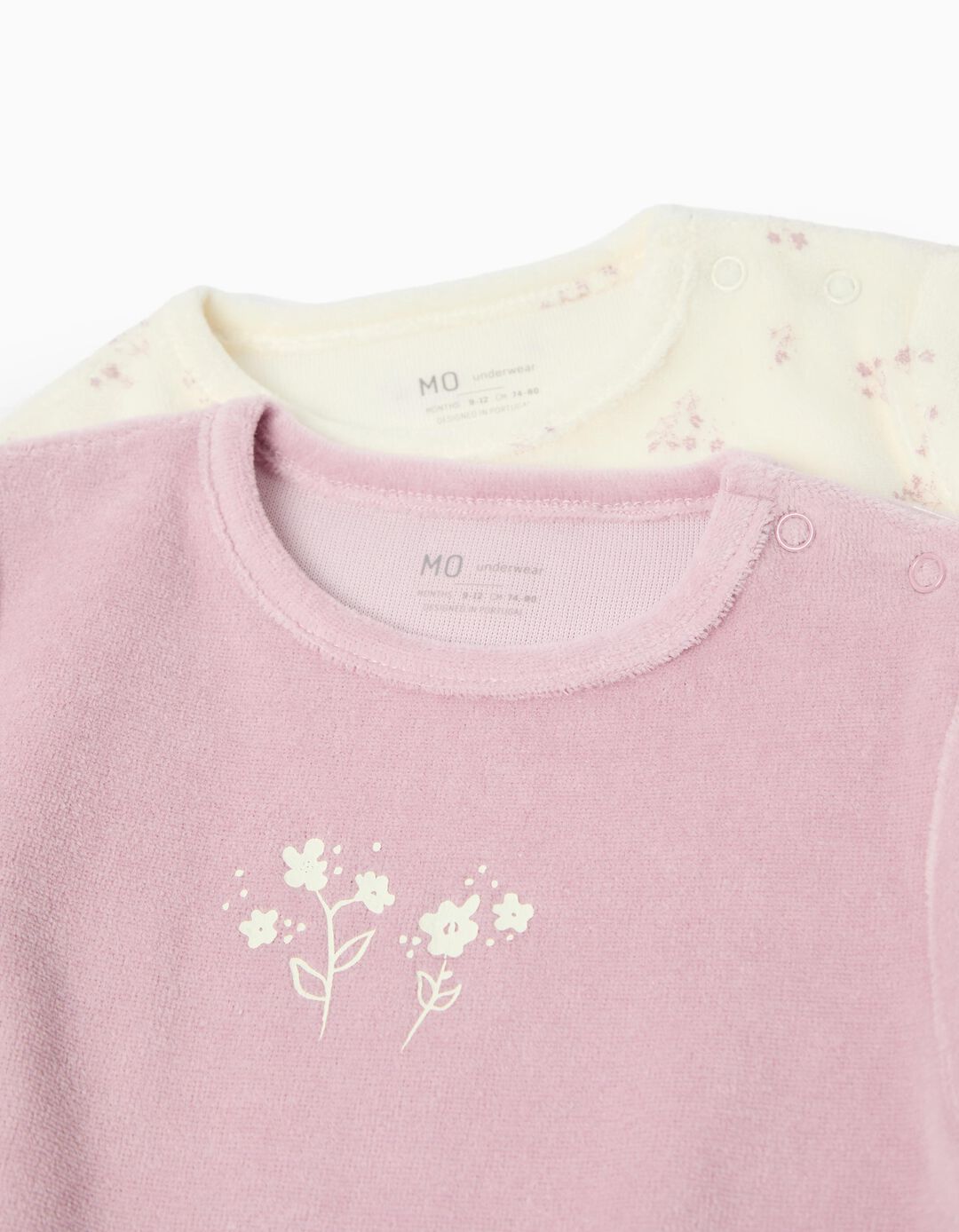 Pack 2 Babygrows Veludo, Rec&eacute;m-Nascido, Lil&aacute;s Claro