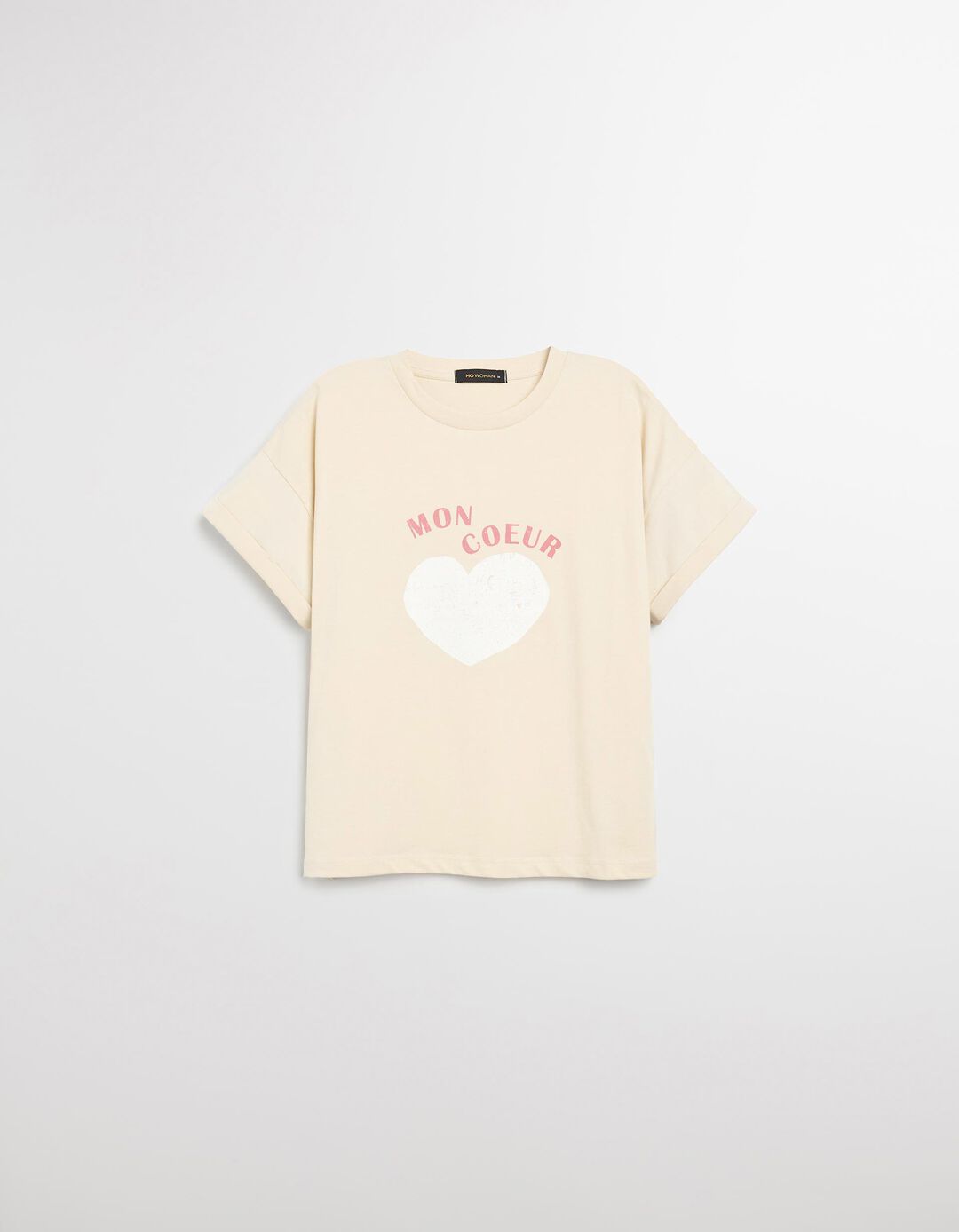 T-shirt Print, Mulher, Bege Claro