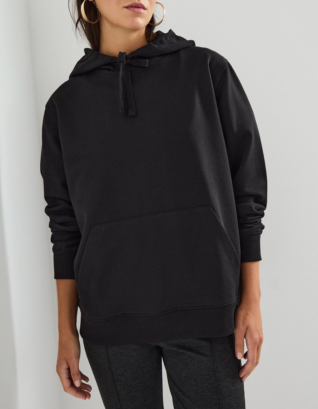 Sweatshirt com Capuz, Mulher, Preto